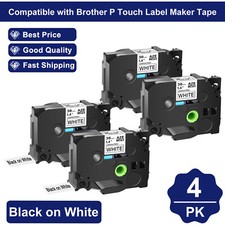 4PK Black on White Label Tape For Brother TZ-251 TZe-251 251 PT-E550W 1400 24mm