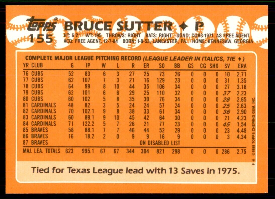 Distinction I~Ⅳ,Structures,Vocabularist 1988 Topps Tiffany Bruce Sutter Baseball Cards #155 | eBay