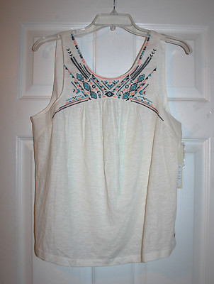 Roxy Juniors L Baby Doll Sleeveless Embroidered Ivory Tank NWT | eBay