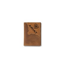 Ariat Trifold Wallet Two Tone Leather Medium Brown