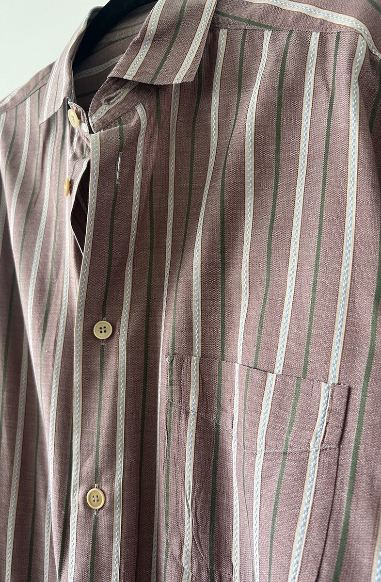 トップス 90s- EMPORIO ARMANI stripe shirt Vintage 90s Armani Light Blue Striped Button Down Shirt L