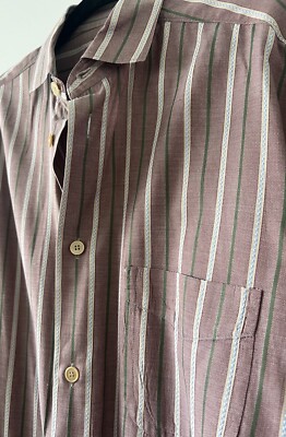 VINTAGE 80s Giorgio Armani Mens Striped Italian Dress Shirt