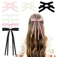 ANBALA 4 PCS Hair Bows for Women Cute Tassel Ribbon Bowknot Hair Clips with L...