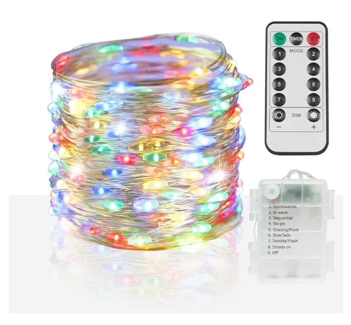 66ft 200 LED Outdoor String Lights, Multi Color Fairy Lights Battery Operated...