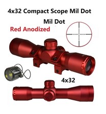 Anodized Red Color 4X32 Compact Mil Scope Weaver Picatinny Red Color Ring Mount