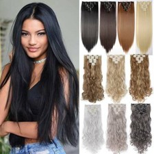 US 8 Pieces Clip In Hair Extensions Full Head Natural As Human Real Long Thick