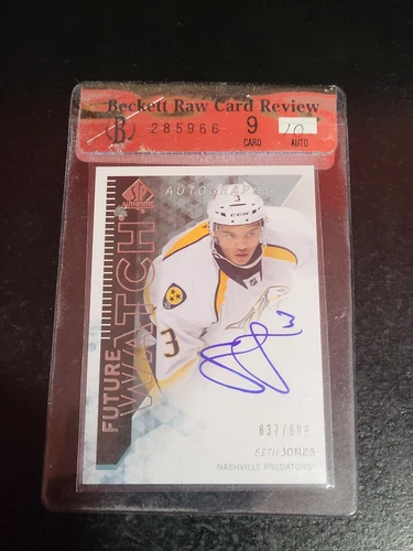 2013-14 Beckett Raw Card Review 9 Future Watch Auto /999 Rookie RC Seth Jones