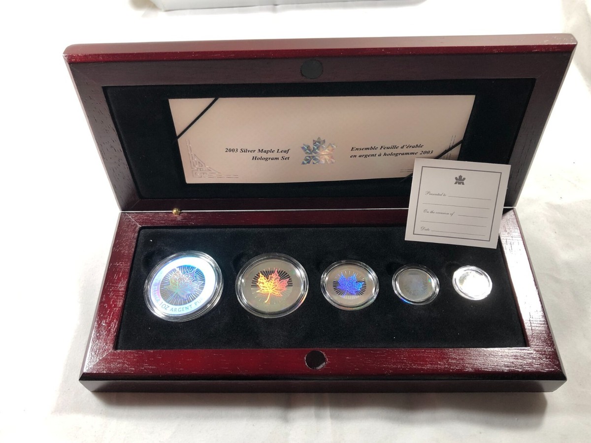 2003 Canada 5pc Holographic Silver Maple Leaf Set. W/OGP | eBay