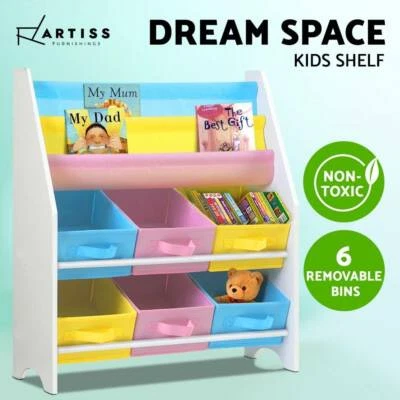 Kids Bookshelf Toy Storage Organizer Bookcase 2