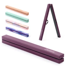 ZELUS 7FT Folding Balance Beam Full Size Floor Gymnastics Beam for Kids Wood