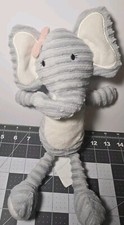 Chick Pea Elephant Corduroy Lovey Plush Gray/White w/Pink Bow 2021  11"