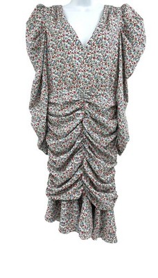 Notes Du Nord Dress Womens 38 Floral Ruffle Ruched Naya Puff Sleeve Symphony