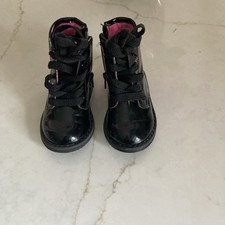 Childrens Place Size 5 Toddler Girl Patent Black Boots Zip Up Lace Size 5