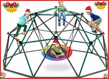 10ft Climbing Dome Swing Set with Saucer Swing Jungle Gym for Kids Backyard Play