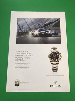 ROLEX OYSTER DAYTONA 24 HRS WATCH ORIGINAL PRINTED AD ADVERTISEMENT PRINT