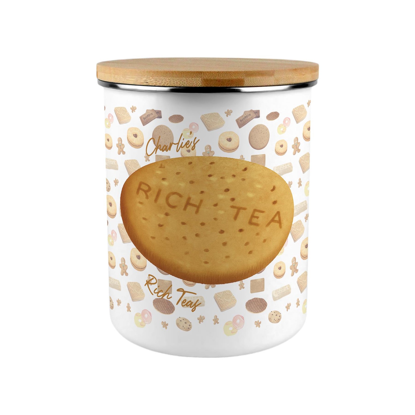 Novelty Personalised Biscuit Tin - XL Cookie Jar Gift - Rich Tea Biscuit