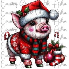 Sublimation Print Christmas Pig Ready To Press Paper Ink Heat Transfer