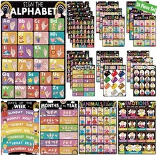 YIYDONG 24 ASL Posters America Sign Language Posters for Classroom ASL Educat...