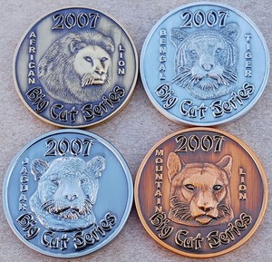 2007 Big Cat Series 4 Geocoin Set #52 - Antique Finishes - Activated & Adoptable