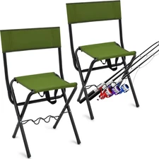 2 Pcs Summer Folding Fishing Chair with Rod Holder Hunting Camping Chairs for...