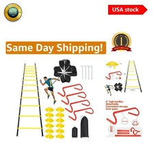 Complete 22-Piece Agility Ladder Kit with Hurdles, Cones & Resistance Parachute