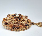 Vintage W. Germany Ornate Filigree Faux Pearl AmberRhinestone Statement Necklace — photo 4