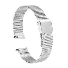 316L Stainless Steel Mesh Watch Band 15mm Quick Release Adjust Strap, Silver