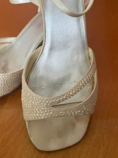 CAPARROS - Ivory Silk color, Women's size 7M - Sparkly Rhinestone heels 