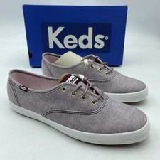 NEW Keds Women's Champion Ticking CVS Heathered Burgundy Size 8