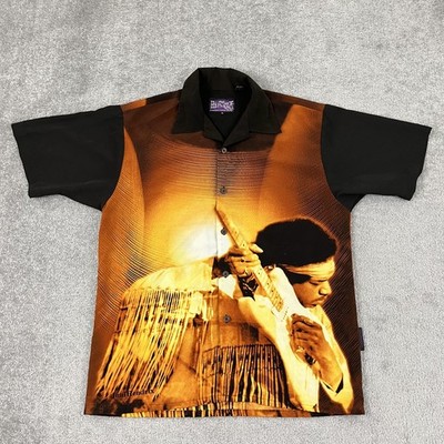 Jimi Hendrix x Dragonfly Shirt Mens Medium AOP Double Sided Button Up Guitar Y2K