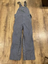 Vintage KEY Imperial Overalls 32x32 Hickory Pin Stripe Conductor Bib Railroad