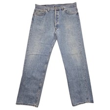 Vintage 90s Levis 501 Button Fly Blue Denim Jeans Light Wash Mens 38x30 USA Made
