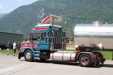 LKW Foto Scania 143H Tankwagen Auflieger blau VÖGEL #k3xn