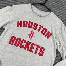 Houston Rockets Shirt Mens Small Gray Long Sleeve Fanatics NBA Basketball