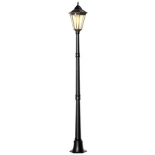 77" Solar Post Lamp Outdoor Light PIR Sensor Black Waterproof Dusk To Dawn Patio