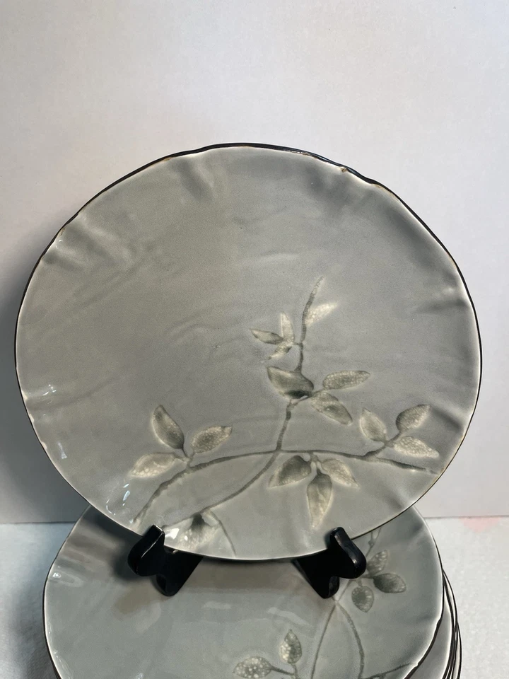 Vajilla 9-Z Gallery Ofelia gris 8 3/4 platos de almuerzo 1991 Foto 3 de 4