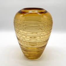 (2) Vaso vintage in vetro di Murano Fulvio Bianconi Venini colore ambra marrone anni 70