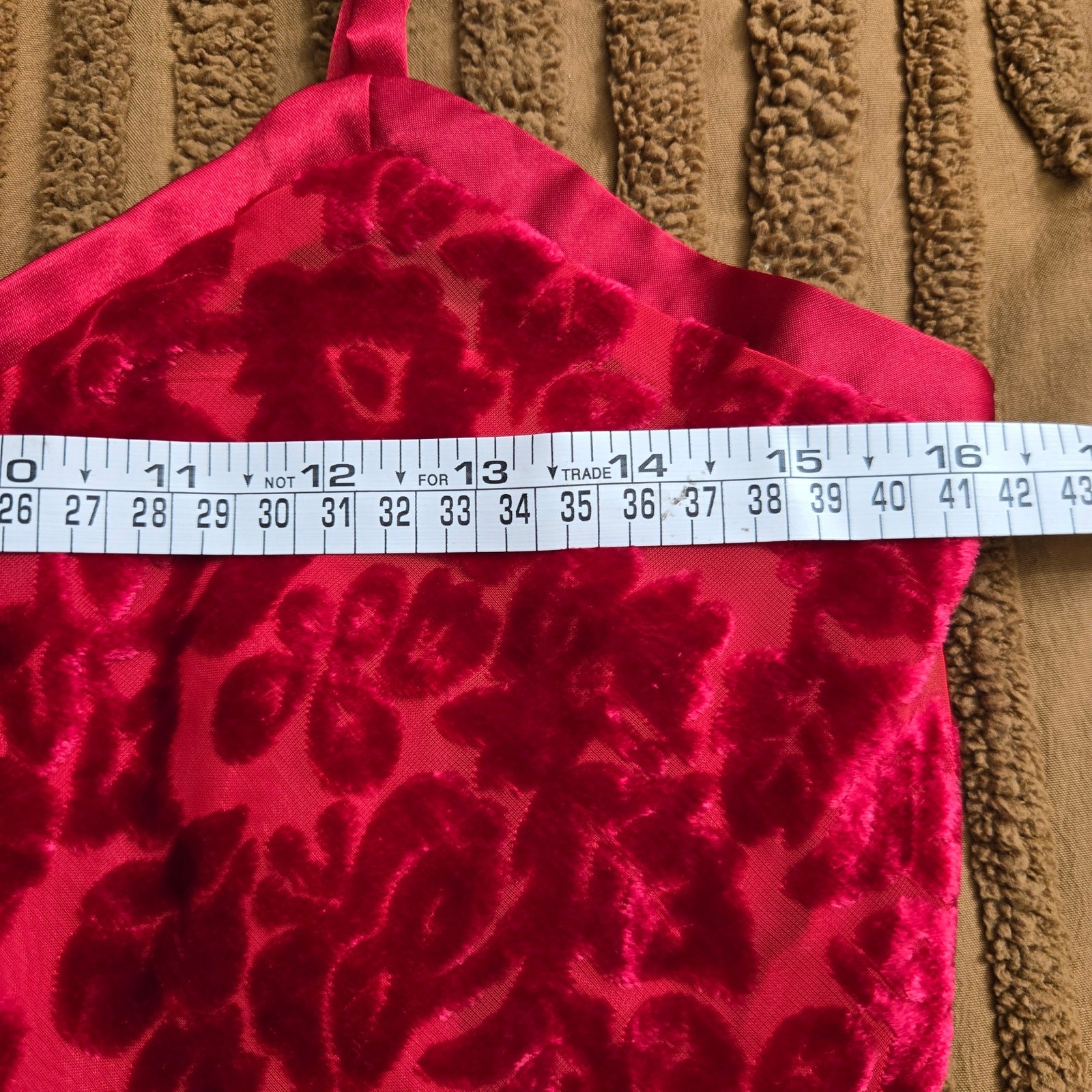 Sostanza Womens Vtg Y2K Coquette Gothic Red Satin Burnout Velvet Bow Cami Top M 