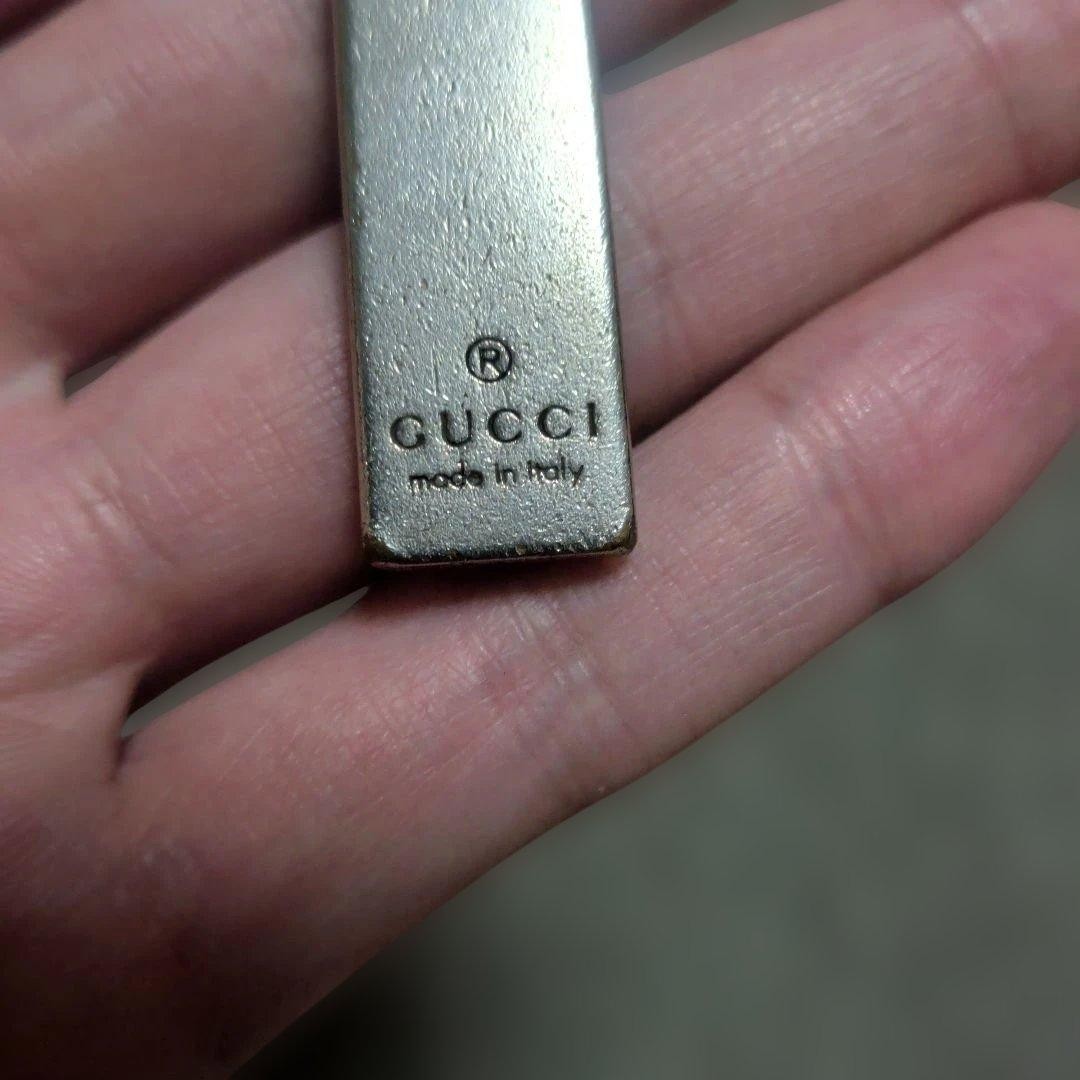 GUCCI Metal Key Chain Silver Rectangular Pendant - image 3