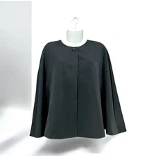 Antthony Originals Women's Black Cape Arm Holes & Front Top Closure Lined SZ M/L