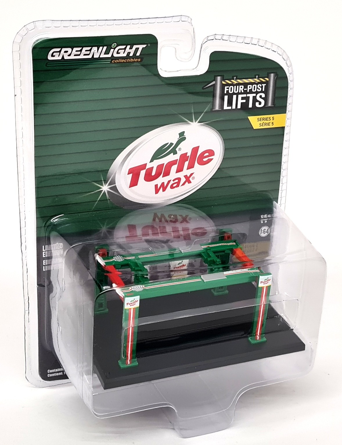 Greenlight 1/64 Diorama Turtle Wax 4 Post Lift for Model Car Shop Garage