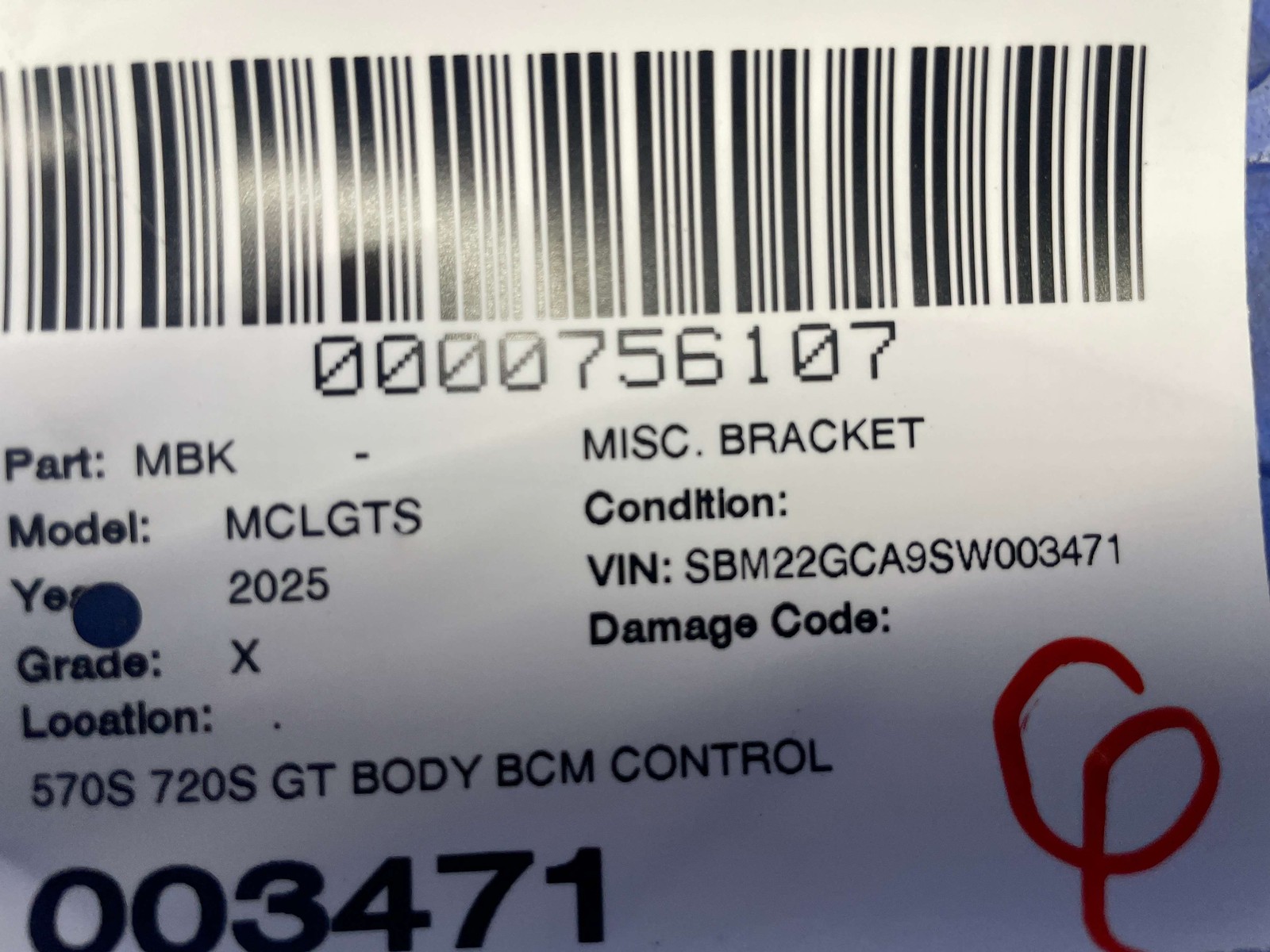2016-2026 MCLAREN GTS 570S 720S GT BODY CONTROL MODULE SUPPORT BRACKET 13MA049CP