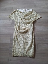 ASOS Cream Lace Draped Neck Ruched Pencil Dress Party Wedding Occasion UK16