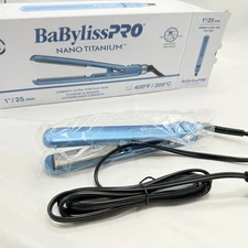 BaBylissPRO Nano Titanium 1" Ultra Thin Flat Iron Compact Hair Styling Tool NIB