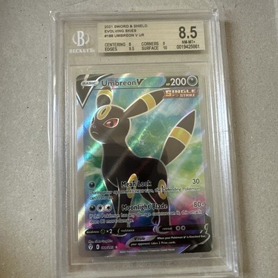 Pokemon Nachtara V Full Art Umbreon DE 188/203 Evolving Skies PSA 8 NM-Mint