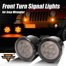 Front Led Turn Signal Light Smoke Len Amber For Jeep Wrangler Jk 2007-2017
