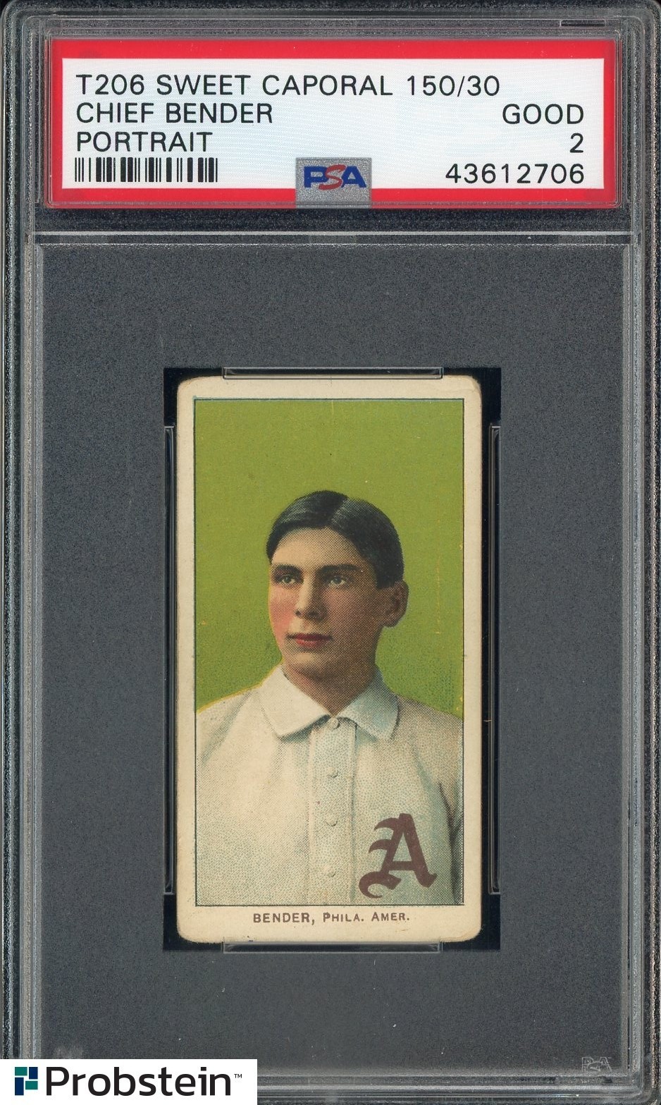 T206 Chief Bender HOF Portrait Sweet Caporal 150 Subjects PSA 2 GOOD