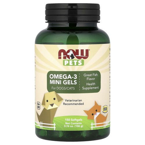 Pets, Omega-3 Mini Gels, For Dogs/Cats, Fish, 150 Softgels, 3.74 oz (106 g)
