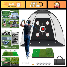 Golf Net with Practice Mat, Golf Hitting Aid Nets 10x7FT for Backyard Driving