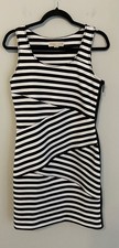Michael Michael Kors Size 6 Sleeveless Dress White Black Geometric Stripe